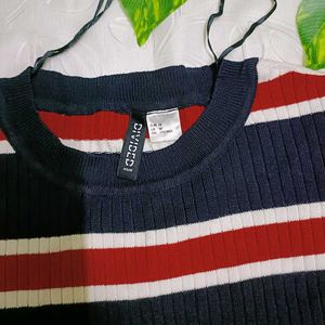H&amp;M Striped Mock Neck Sweater
