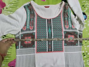 W Printed Off-white Kurta