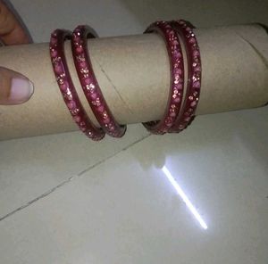 Sparkly Pink Bangles - Set of 4