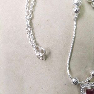 925 Pure Silver Ruby Pendant Necklace
