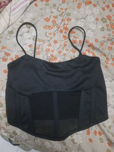 Black Mesh Corset Cami Top