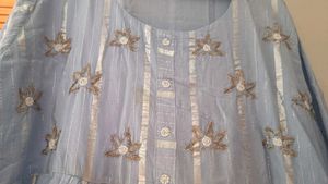 Blue Cotton Ethnic Long Gown