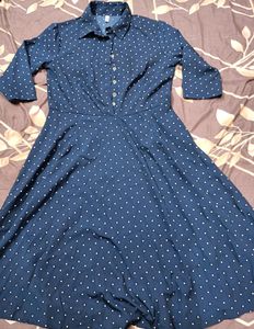 Navy Blue Polka Dots Dress