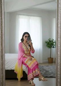 Pink Embroidered kurta and dupatta