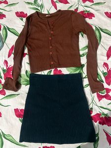 Brown Top Black Mini Skirt(Printerest)