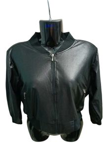Leather Look Stylish Jacket For Womens Black