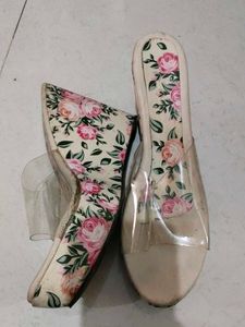 Floral Heels With transparent strap