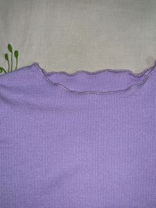 Lilac Ribbed Lettuce Edge Tee