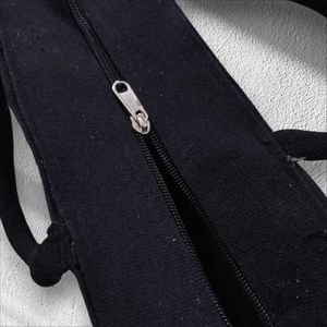BEAUTIFUL (Peacock) CANVAS BLACK TOTE/LUNCH BAG