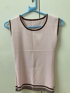 Brown Knit + Pink  Tank Top