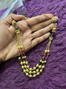 Elegant Layered Gold Tone Beaded Chain Set