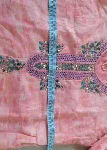 Peach Designer Stitched Kurta Pant Dupatta Set