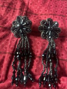 Black Beaded Earrings