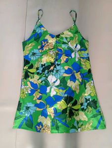 Green &amp; Blue Flower Print Very Pretty Dress