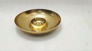 Snack And Dip Metal Server With Gold Finish