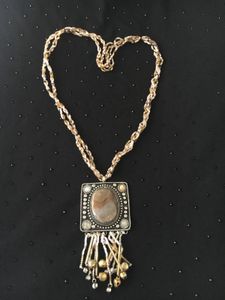 OOAK Beaded agate tassel Necklace