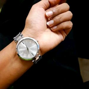 Watch And Bracelet Combo- Silver