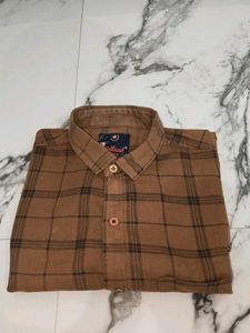 Men's Brown Checked Casual Shirt