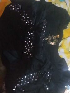 Elegant Black Ruffle Saree with Embellished Blouse