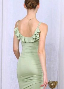 Green Ruffle Bodycon Dress Size- S,M