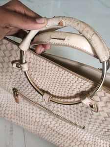 Woven Tote Bag with Metal Handle