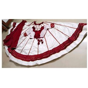 Elegant White &amp; Maroon Lehenga Choli