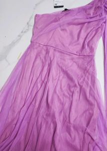 One Shoulder Net Maxi Dress