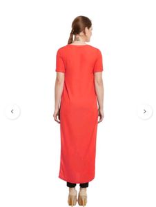 KAZO Orange Longline Side-Slit Tunic