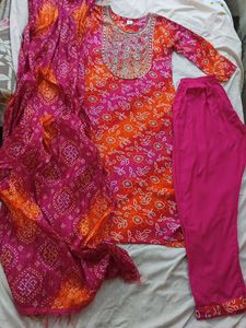 Jaipuri Kurta Plazzo Set WithJaipuri dupatta