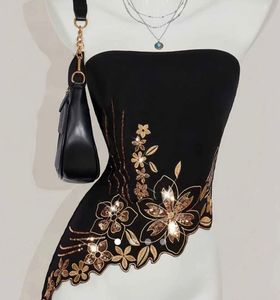 Black Floral Tube Top