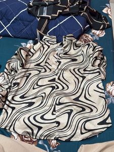 Patterned Mock Neck Top