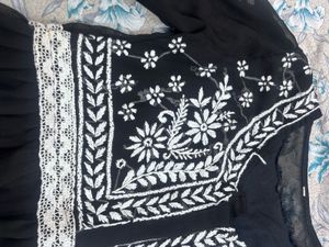 Embroidered Black chikankari kurti