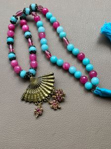 Beaded Necklace with Fan Pendant