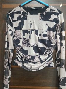 Abstract Print Long Sleeve Top