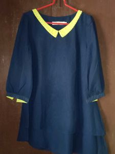 Navy Dress w/ Yellow Collar
