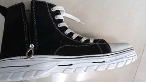 Black High Top Sneakers with Zipper Detail