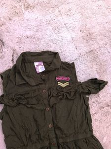 Olive Green Girls Dress