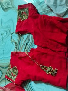Red Embellished Saree