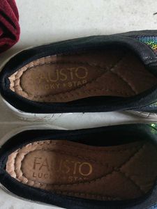 FAUSTO Black Sequin Slip-On Shoes