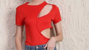 Red Cutout Detail Top