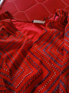 Red Geo Print Top