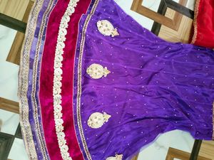 Violet Colour Beautiful Lehanga With Red Dupatta