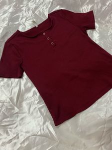 Burgundy Ribbed Top