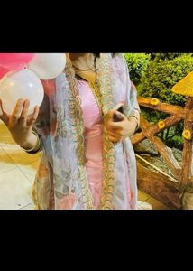 Baby Pink Morden Silk Pure Dress Punjabi Salwar