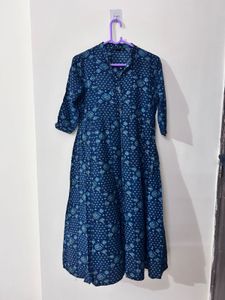 Elegant Blue Printed Kurta Dress