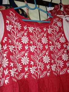 Red Embroidered Kurti