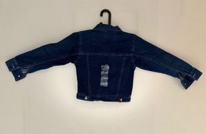 Navy blue ripped denim jacket