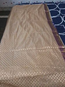 Purple &amp; Beige Embellished Saree