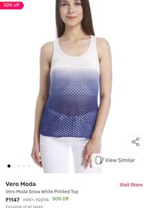 Pre-loved Vero Moda White and Blue Ombre-dyed Top