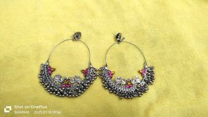 Oxidised Silver Hoop Earrings